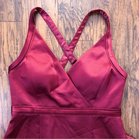 Aidan Mattox • Wine Ruffle Gown formal evening bridesmaid dress red maroon - Picture 3 of 12